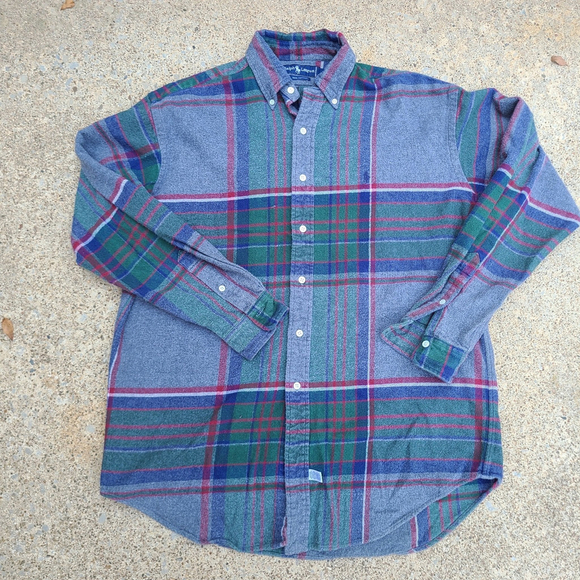 Ralph Lauren Other - Vintage Ralph Lauren Shirt Mens Med Tartan Plaid Green Blue Oxford Long Sleeve